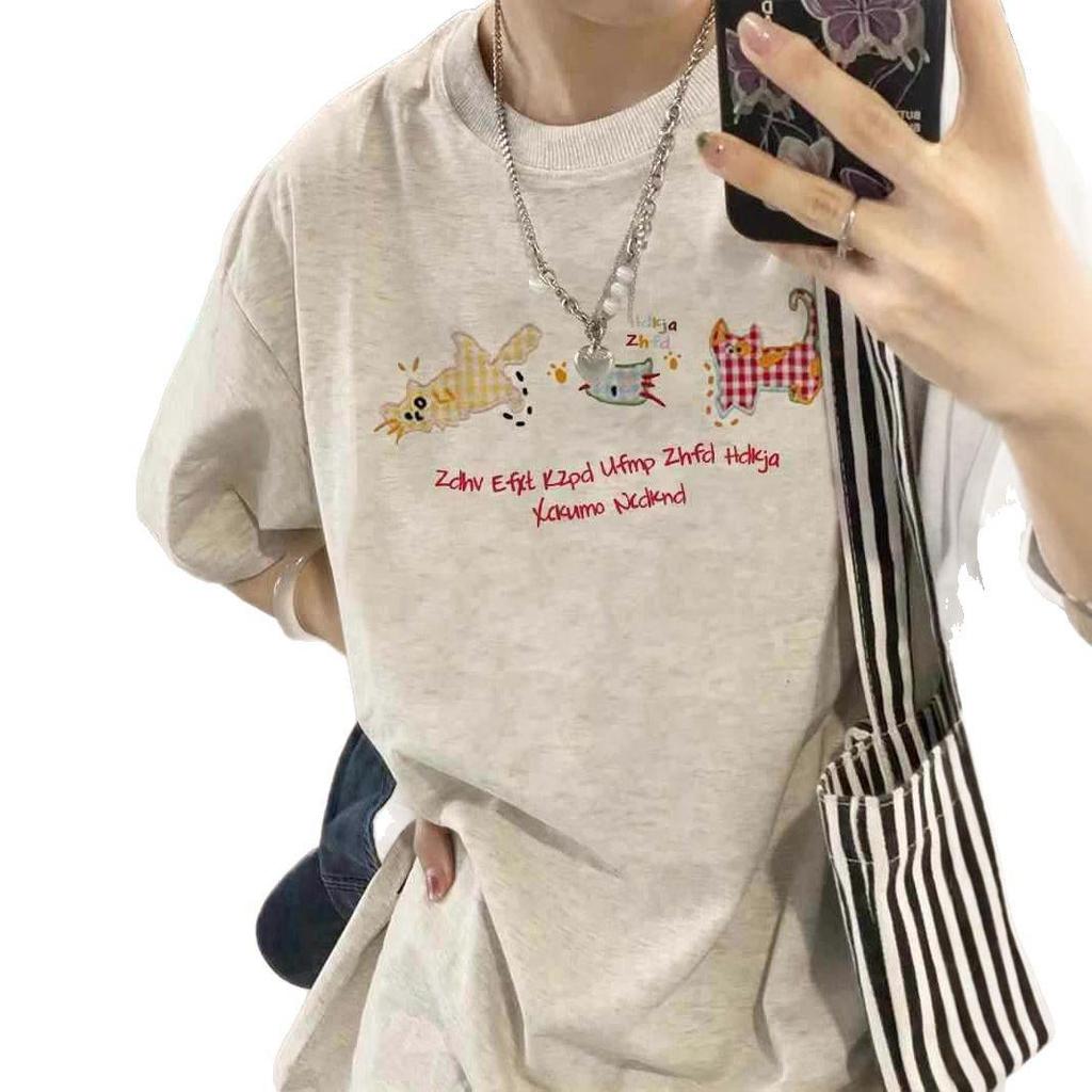 Plus Size Summer Cotton Short-Sleeve Women's T-Shirt with Trendy Shoulder Design