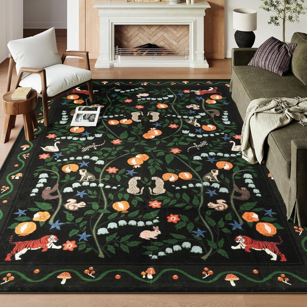 Living Room Carpet Washable Rug for Bedroom Non-slip Floral Children's Playroom Mat Soft Bohemian Floor Mats Modern Large Rugs