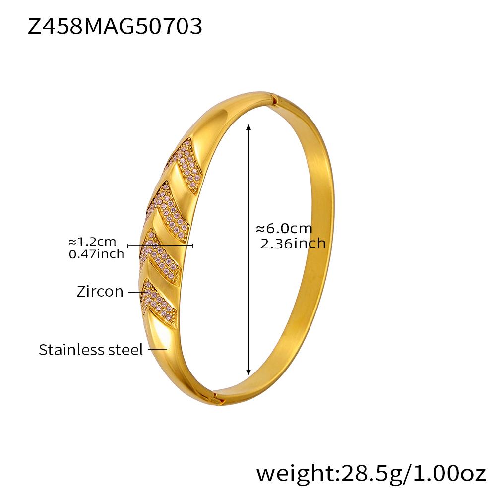 Inlaid Shiny Zircon Bracelet Bangles In Stainless Steel 18k Gold Plated Waterproof Non Tarnish Luxury Bracelets Bangle For Women