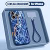 Marble Pattern Hand Strap Case For iPhone 17 Pro Max iPhone 16 15 14 13 Pro Max Magnetic For Magsafe Hybrid TPU+PC Matte Cover