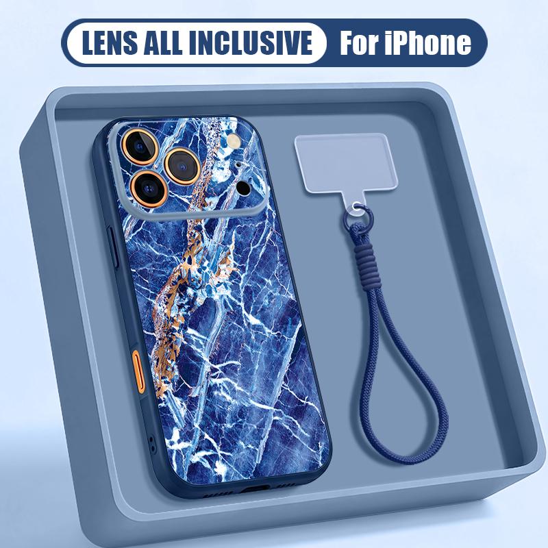 Marble Pattern Hand Strap Case For iPhone 17 Pro Max iPhone 16 15 14 13 Pro Max Magnetic For Magsafe Hybrid TPU+PC Matte Cover