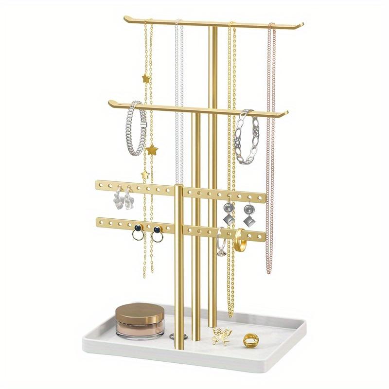 

1PC Jewelry Stand Holder Organizer: 14.5 Sturdy Hanger for 80 Pcs Jewelry, Gift for Women, Gold Jewlery Tower for Necklace