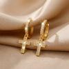 Cross Earrings, Zircon Earrings, European and American Hip-hop Style Earrings