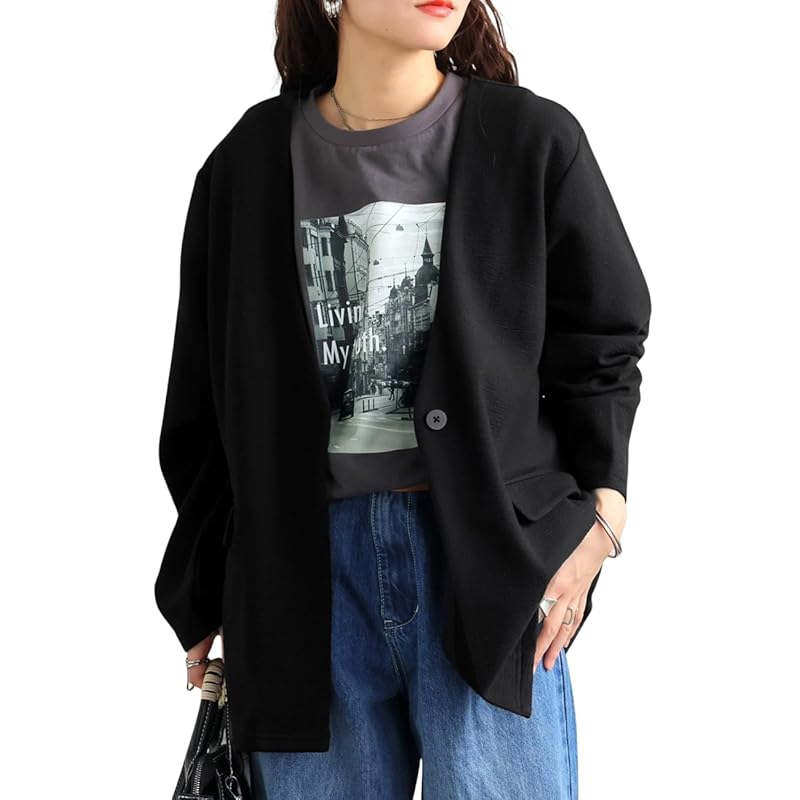 

[antiqua] Antica no color jacket ladies outer PN-00546 Onesize 05 black