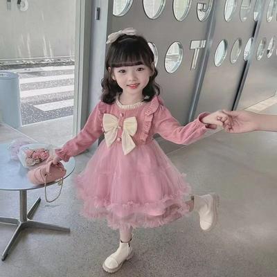 Stylish Corduroy Tutu Dress for Girls: Sweet, Fashionable, Long-Sleeved Princess Skirt for Small and Medium-sized Children