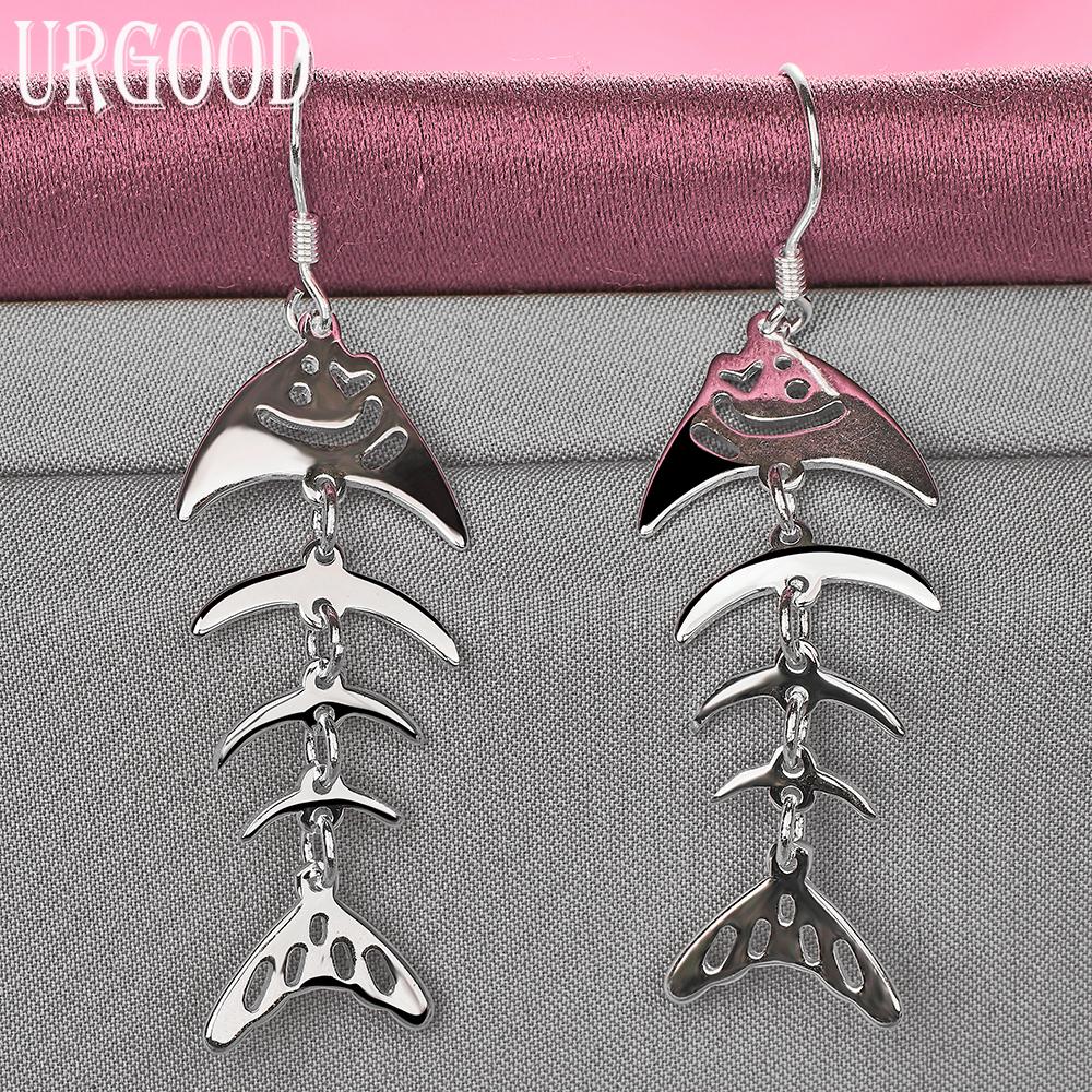925 Sterling Silver Fish Pendant Earrings Wedding Jewelry