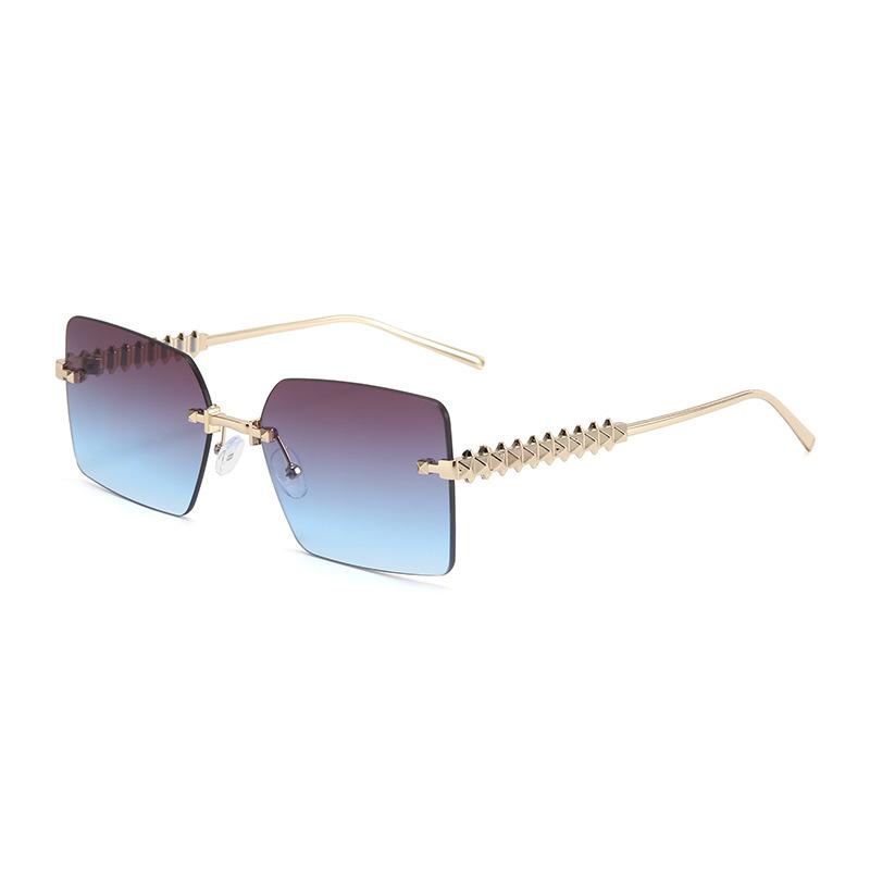 European and American new high-end business square trimmed frameless sunglasses for men and women commuting light luxury advanced outdoor wear