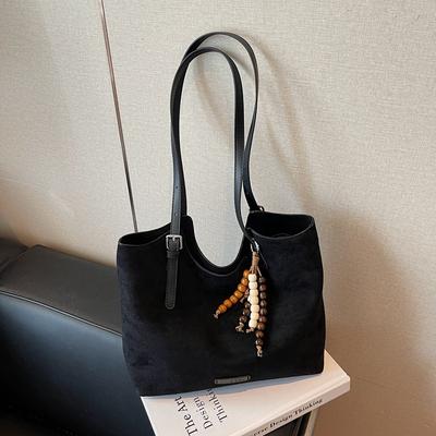 Retro Suede Tote Bag Women's New High-end Versatile Shoulder Bag Casual Commuter Bag