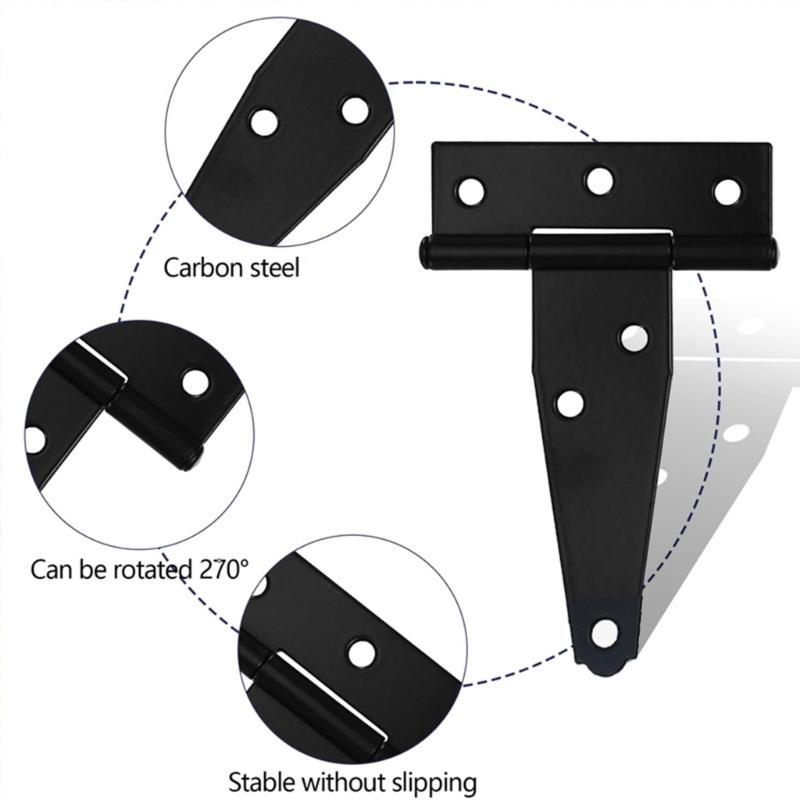 Iron T Styles Hinges for Wooden Door Includes Screws Rustproofed 270 Degree Rotation for Indoor Outdoor Use