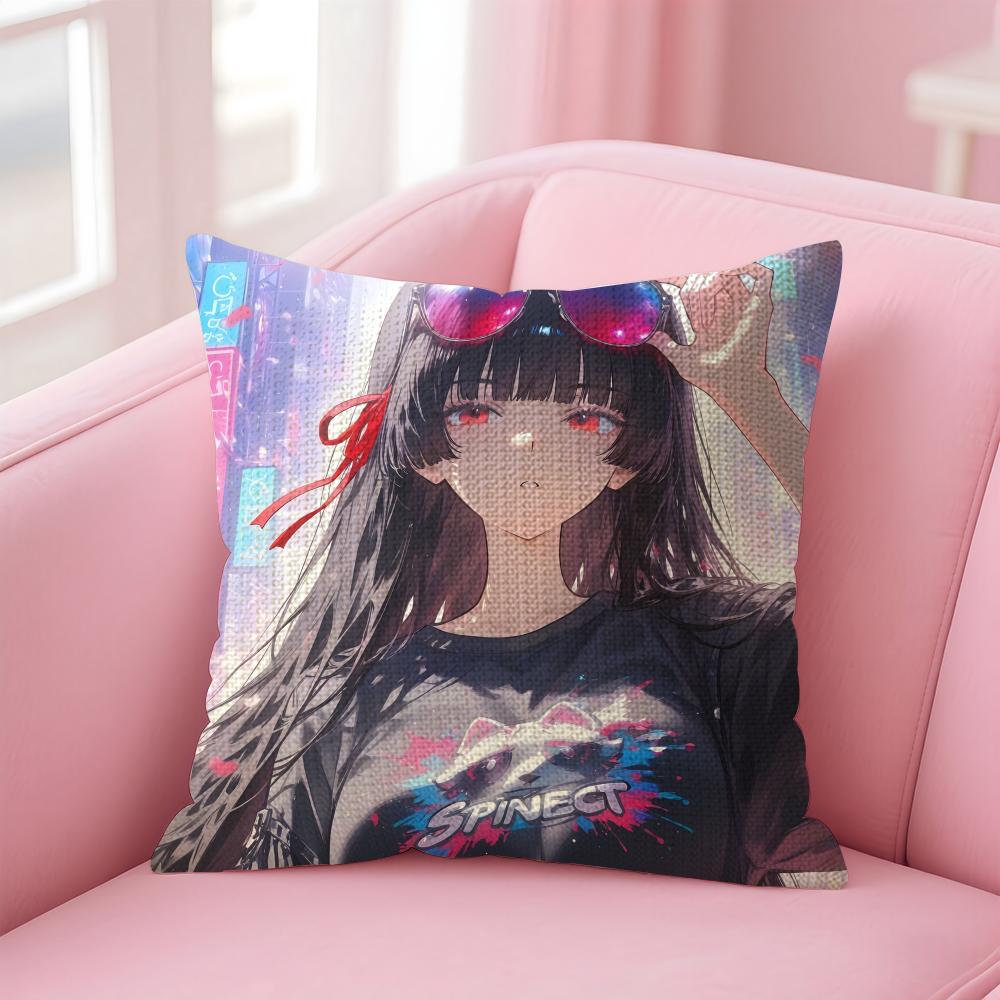 Game Wuthering Waves Chisa Cushion Cover Natural Linen Pillow Case Double-Sided Print Decorative Sofa Pillowcase Home Decor Gift