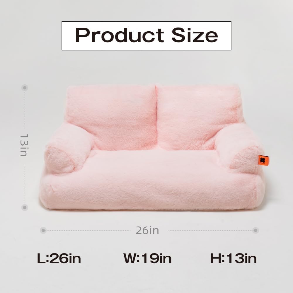 

Ліжко-диван для домашніх тварин Mewoofun 26×19×13 дюймів, миючі котячі ліжка для середніх та маленьких собак, котів до 25 фунтів, пухнастий котячий диван, чорно-білий L рожевий