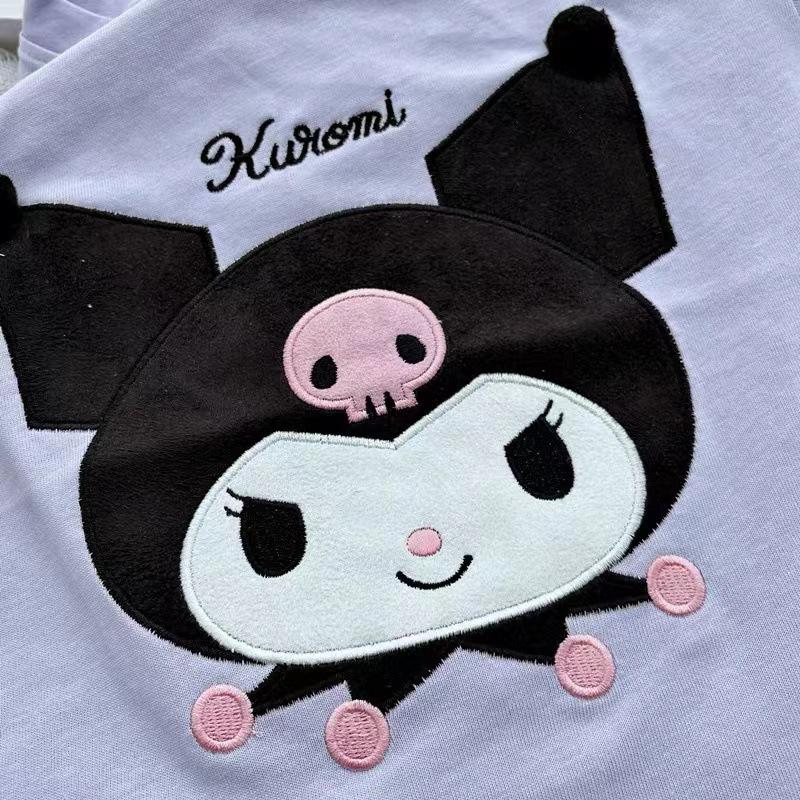 Tricou de desene animate pentru fete Kuromi & Cinnamoroll - Mânecă scurtă Melody Top casual