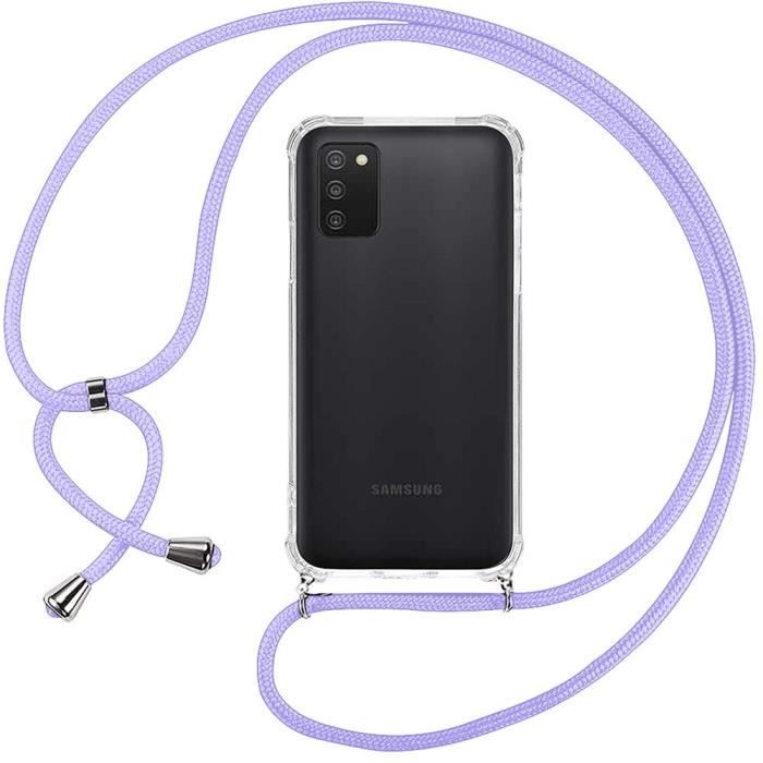 Coque Antichoc - BOOLING - pour Samsung A03S - Souple - Anti-rayure - Cordon Violet