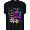 Europese maten Lachend Gezicht Emoticons Leuk Levendig Graffiti Smileys, Grafisch T-shirt Dezelfde stijl voor heren