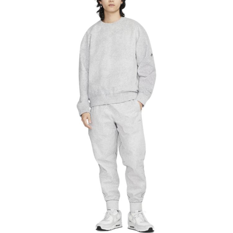 Nike Letter Embroidery Crew Neck Pullover Long Sleeve Sweatshirt Men sweatshirt Gray FB7432-077