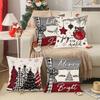 4pcs Rustic Christmas Throw Pillow Covers Winter Holiday Farmhouse Decorative Pillowcases for Home Sofa Couch Christmas Deocr