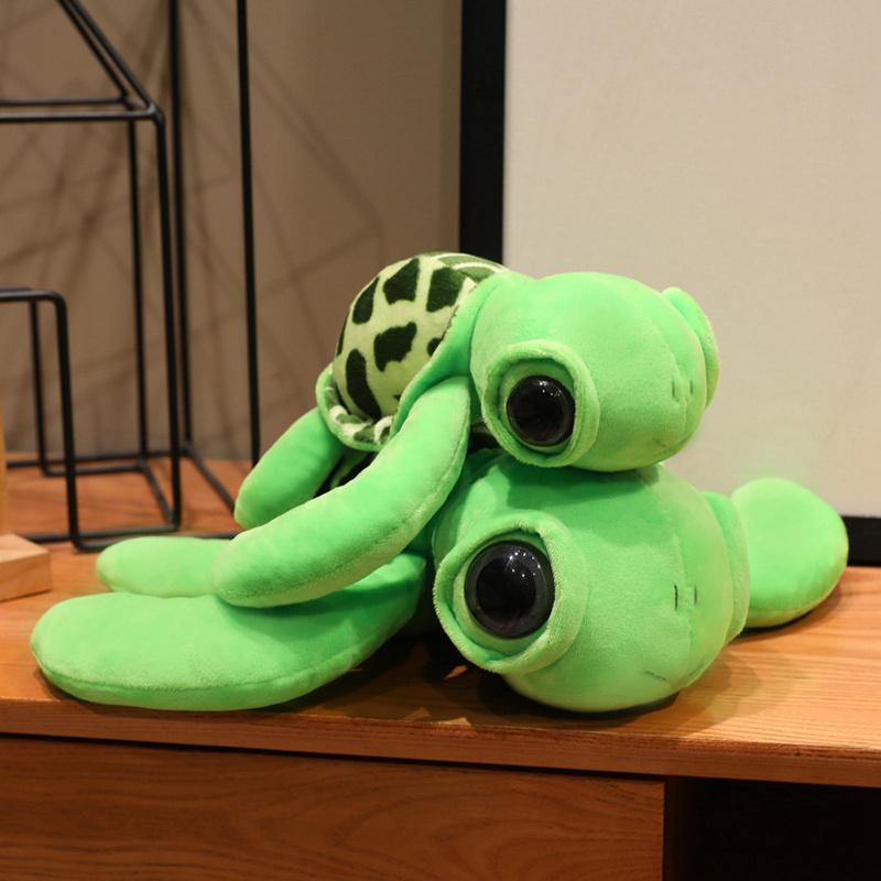 Big Eyes Sea Turtle Plush Toy Cute Green Tortoise Stuffed Animal Soft Ocean Creature Pillow Kids Gift Home Decor