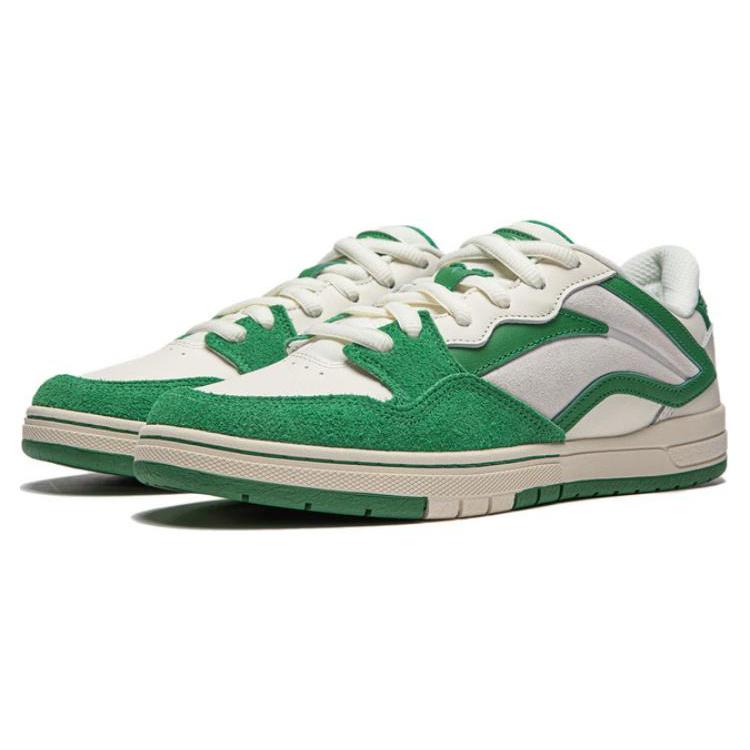 New LiNing Wave Pros Cushioning Low Top Skateboard Shoes Men's Green White AEPU017-4