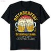 Oktoberfest Drinking Team Lets Get Schnitzel Faced Beer Lover T Shirt Vintage Washed Versatile Breathable Casual Fashion