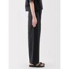 MUJI Women's Hemp Blend Twill Pleated Wide-Leg Pants