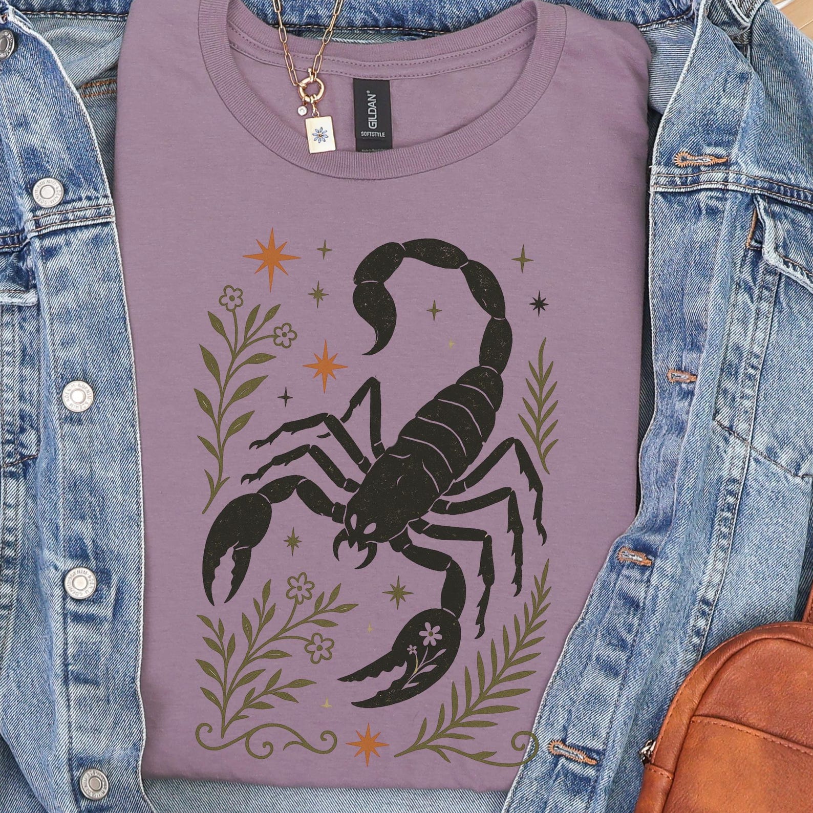 Scorpio Zodiac T-Shirt: Folk Art Astrology Scorpion Horoscope Tee 3XL