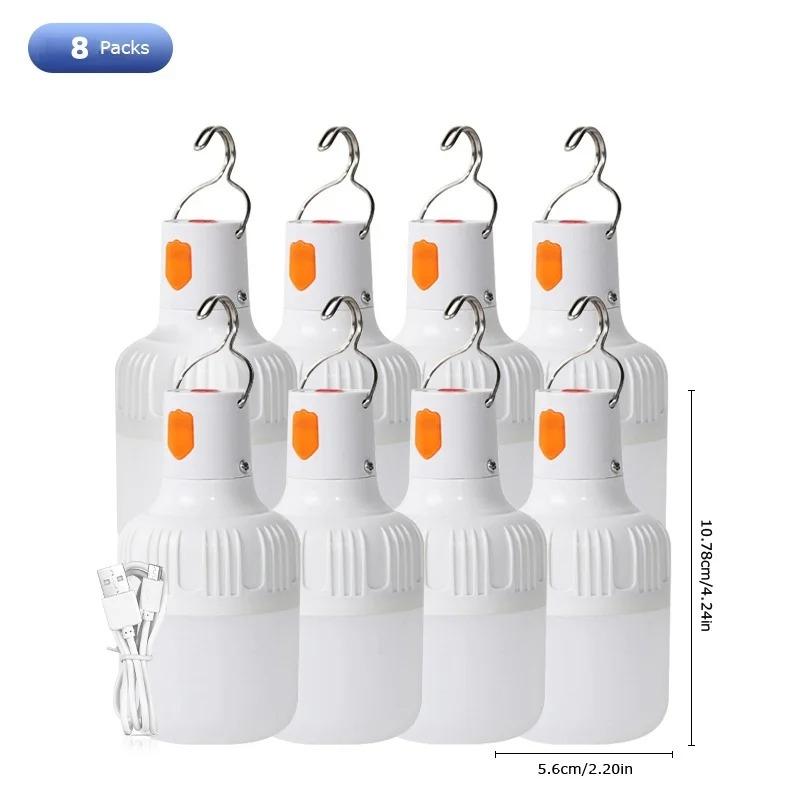 1-8pcs Rechargeable LED Indoor Outdoor Emergency Hookup Portable Lights with Battery Flashing Lights Barbecue Tent Camping Light