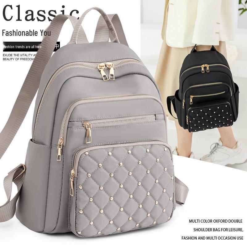 Korean Style Women's Large Capacity Diamond Pattern Backpack