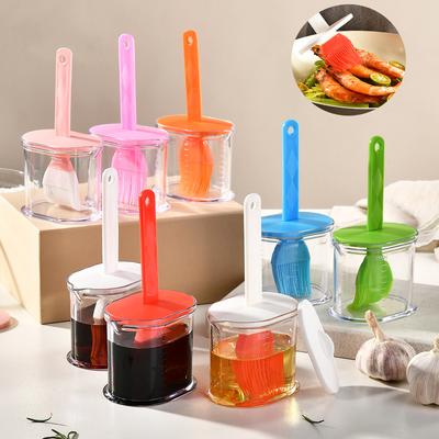 Barbecue Oil Container Brush Leak Proof Liquid Condiment Seasoning Oil Sauce Cream Bottle with Brush Kitchen Cooking Tools