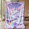 Rainbow Mane Unicorn Theme Blanket Lightweight Warm Flannel Blanket Decorative Throw Blanket for Home Decoration