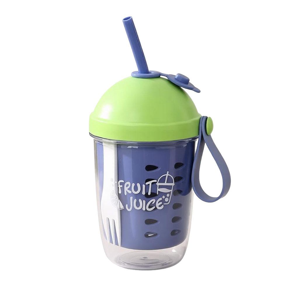 

New Double Wall Salad Cup With Fork&Straw Leak Proof Fruit Cup Drain Breakfast Cup зелёный
