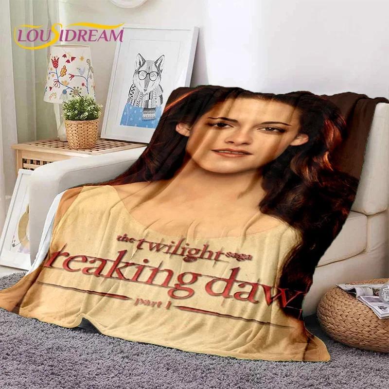The Twilight Saga Edward Bella Mjuk Flanellfilt för Säng Sovrum Soffa Picknick, Kastfilt att Täckas med Utomhus Fritid Vilo-present