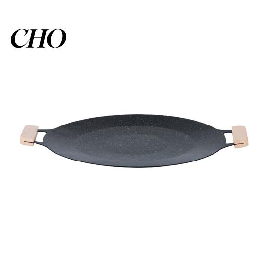 Family Size Outdoor Cooking Pan Electric Smokeless Grill, Nonstick Griddle, Korean BBQ Meat Roaster Quick Heat Conduction with Handle, Round XXS