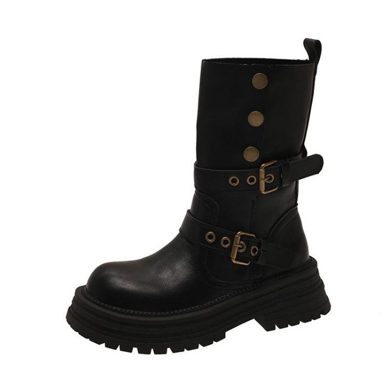 British Martin boots women's new autumn retro women's shoes Maillard brown boots platform black short boots