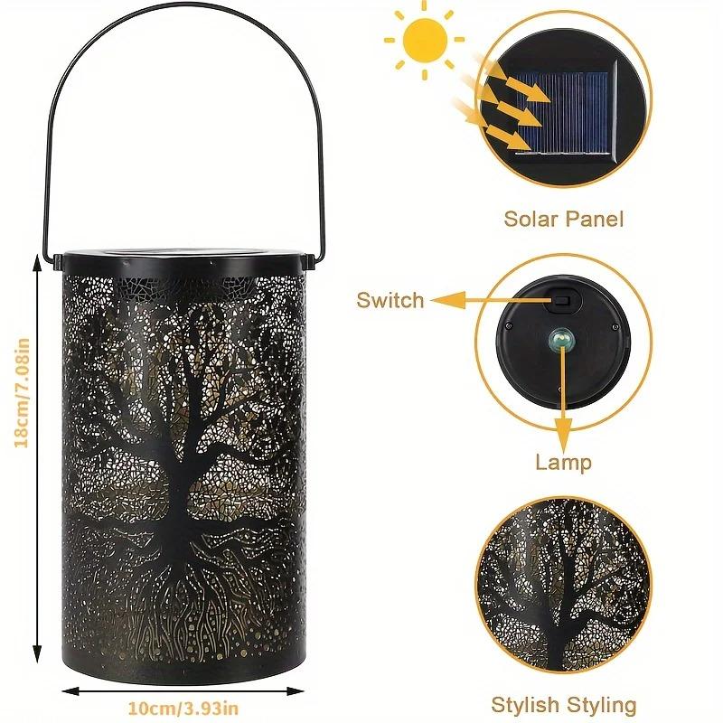 Hängende Solarlaterne Außen Wasserdicht Vintage Metall LED Großer Baum Dekorative Lichter Garten Hof Rasen Lichter
