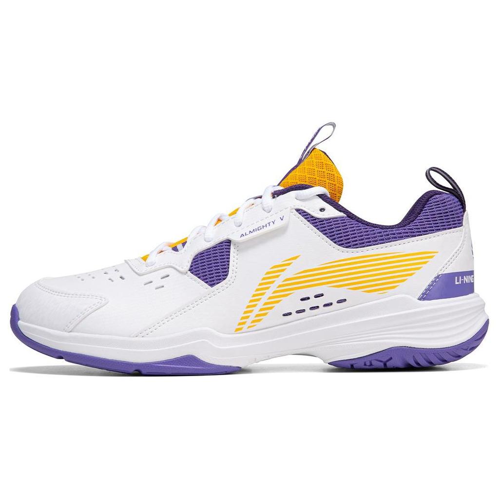 Li-Ning All-Purpose King V Series Shock Absorbing Non-Slip Wear-Resistant Low-Top Badminton Shoes Unisex Sneaker White Purple AYTT001-4