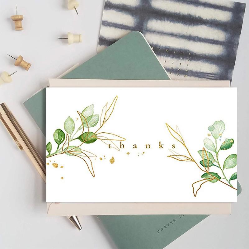 Green Plant 4x6 Inch Thank You Greeting Card for Gift Packaging & Bouquet Decoration