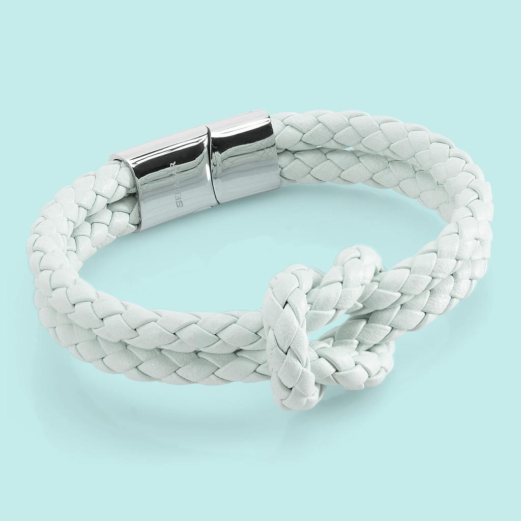 Leather Bracelet for Women 18cm Light Blue Jewelry Box Authentic Decorative Arm Chain Girlfriend Gifts Sister Wife Couple Infinity Mother Lover