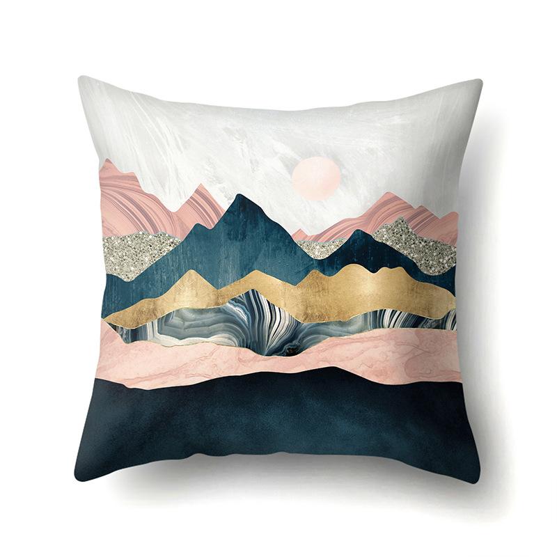Polyester Pillow Cover Mountain Print Pillow Cover Waist Cushion Cover Car Cushion Head Cushion Cover Premium Durable