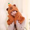 High Quality Capybara Plush Hat Scarf Gloves 3-in-1 Elk Creative Cartoon Super Soft Warm Christmas Gift For Boys And Girls