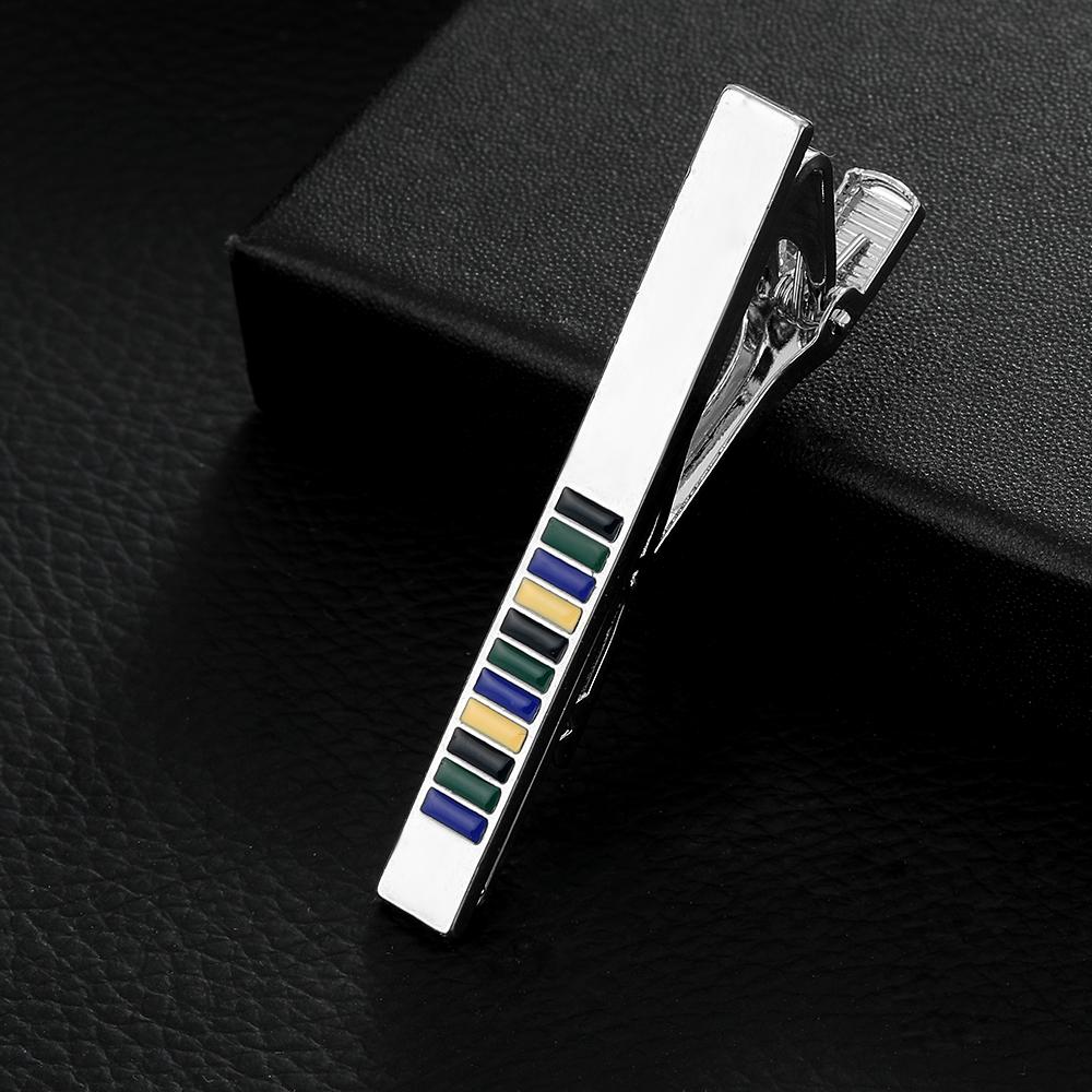 Funny Blue Green Black Colors Stripe Design Tie Clip Mens Formal Party Jewelry Accessories Free Shipping