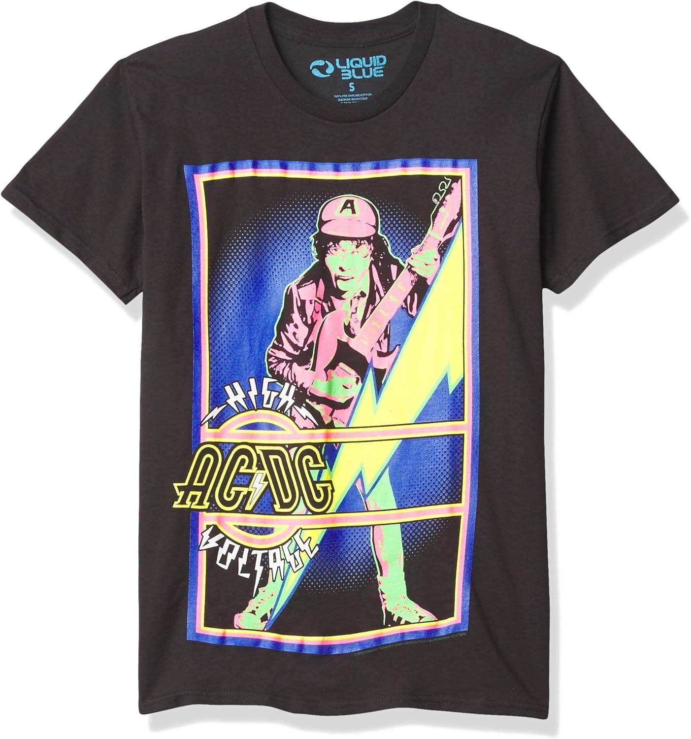 Liquid Blue Unisex-Adult Standard Ac_Dc Hight Voltage Blacklight T-Shirt S