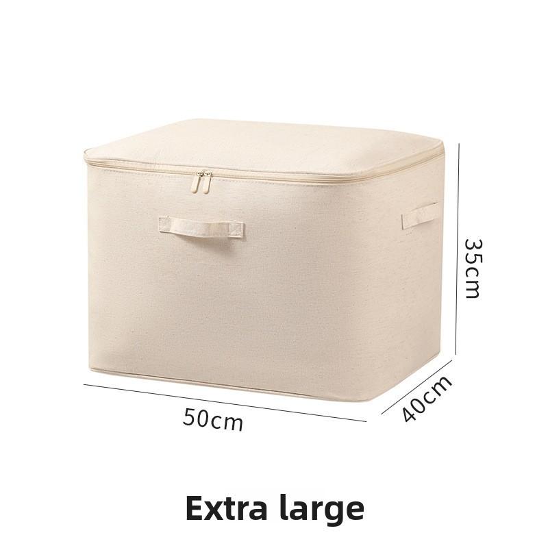 Cotton Linen Storage Bag With Zipper For Bedroom Closet Organization