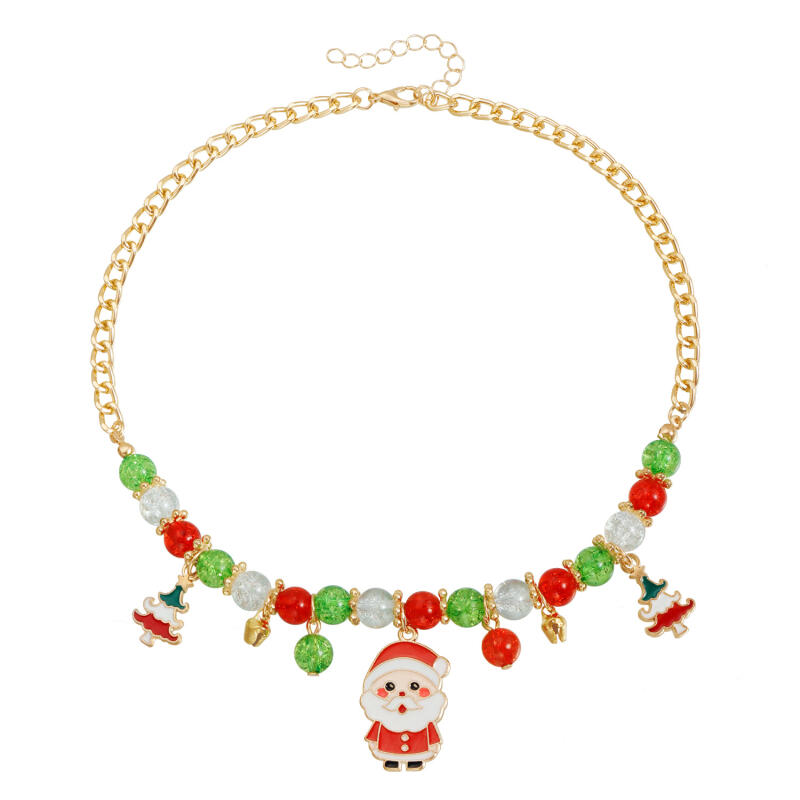 New Christmas Necklace Santa Claus Snowman Pendant Gift Unisex Festive Alloy Choker Holiday Party Jewelry Accessory