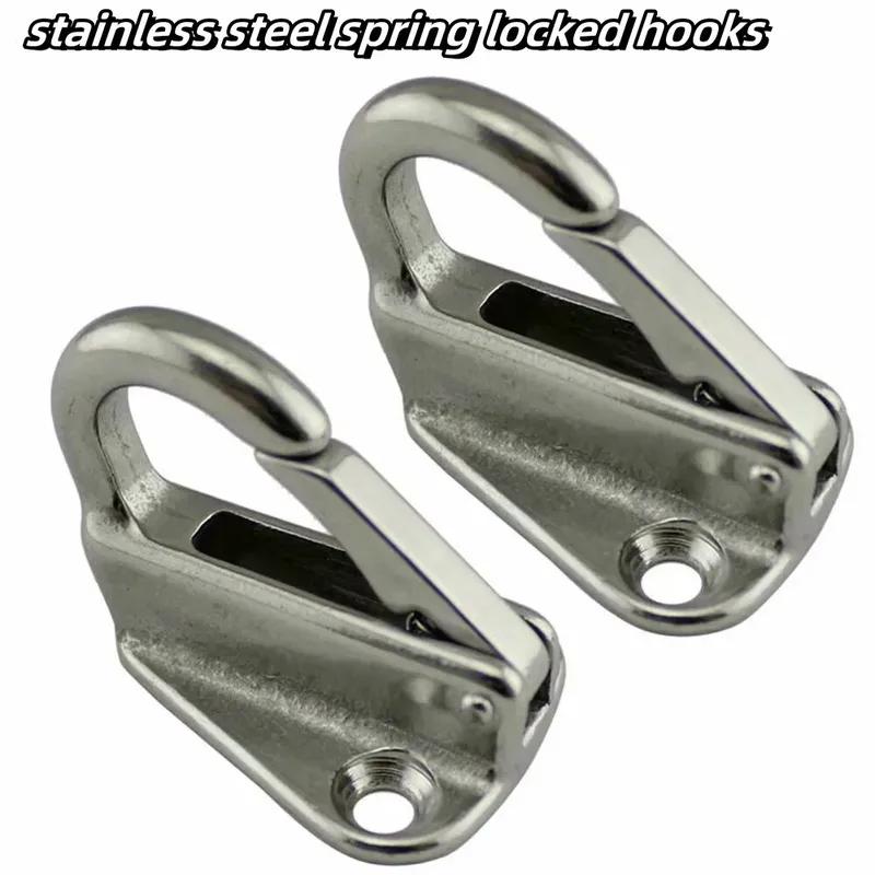 2pcs Marine 316 For Stainless Steel Spring Locked Hooks Marine Hardware Stainless Steel Spring Coat Hanger Boat Accessories