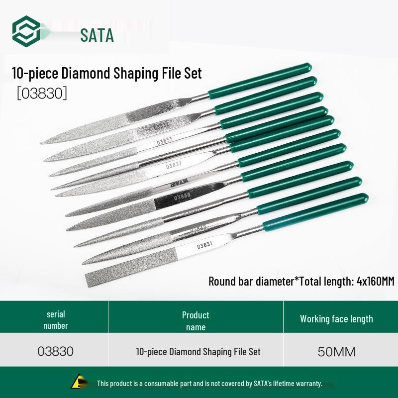 SATA Multi-Piece High Carbon Steel File Set: Triangle, Half-Round, Mini Shaping Tools for Woodworking.