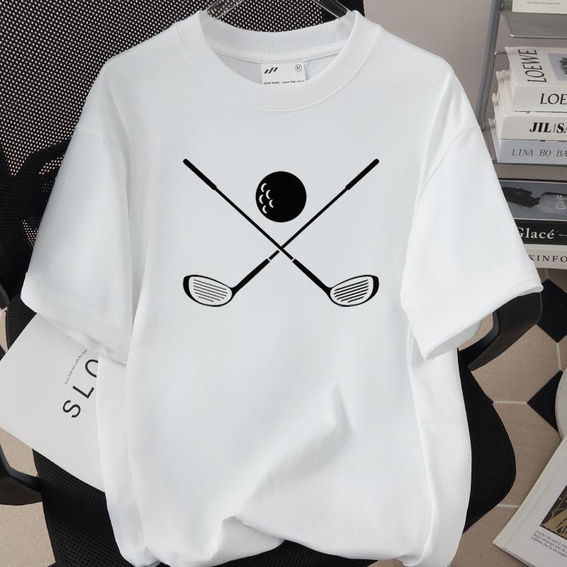 Unisex Golf Print Pure Cotton Short-Sleeve T-Shirt