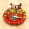 Rustic Serving Tray Handmade Platter Hand-painted Ceramic Tray with Bird Fish Owl Design Multi-functional Jewelry Dish Soap Tray