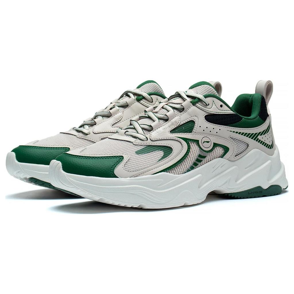 New LiNing Meteor Cushioning Anti Slip And Wear Resistant Low Top Running Shoes Oat Gray Spruce Green ARXT009-3