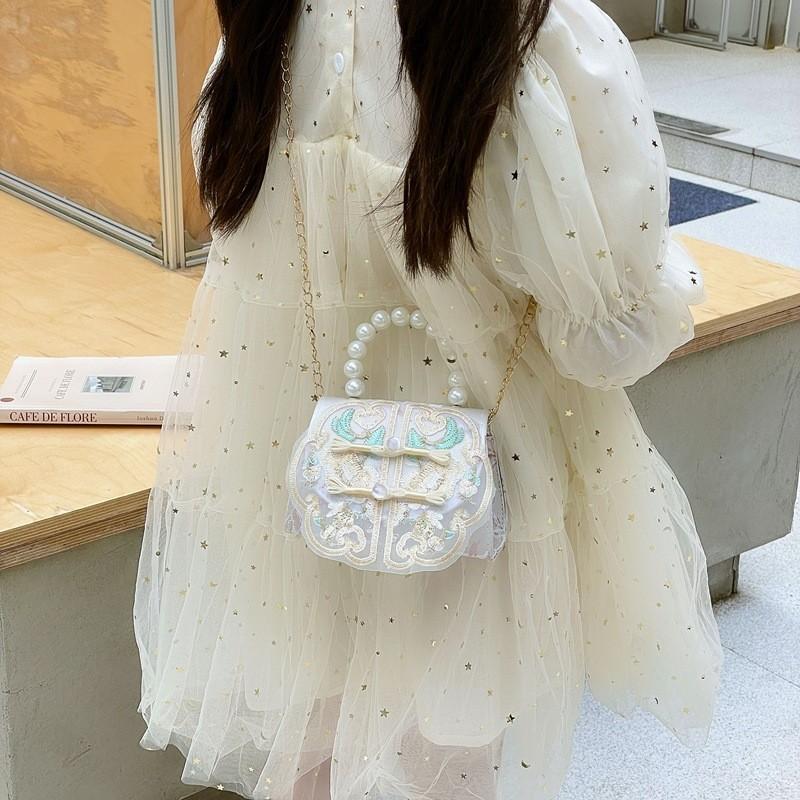 Decoration Pearl Cute Children Crossbody Bag With Chain Suitable For Daily