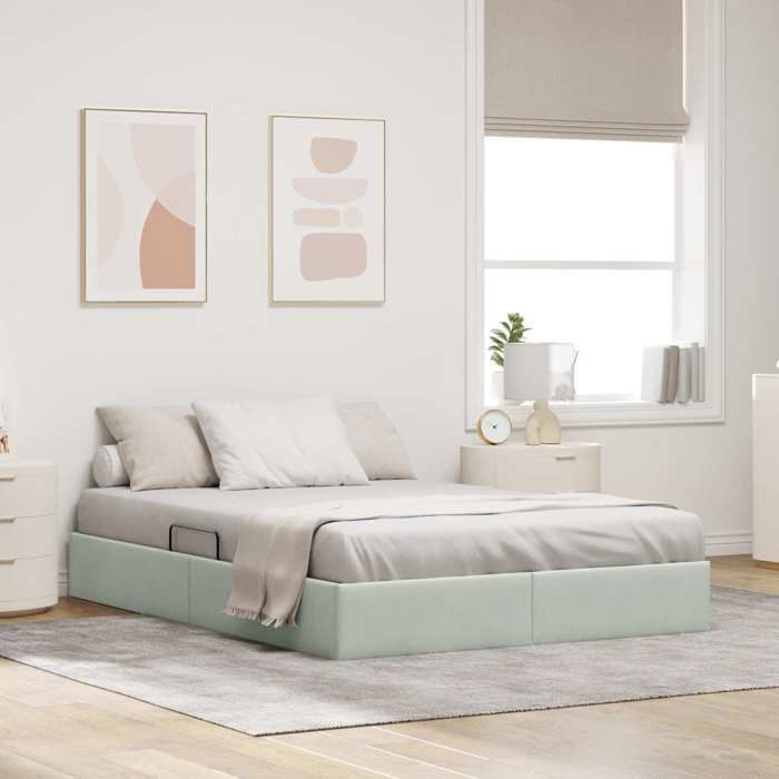 Maison Exclusive - Cadre de lit ottoman Gris clair 140 x 200 cm Velours